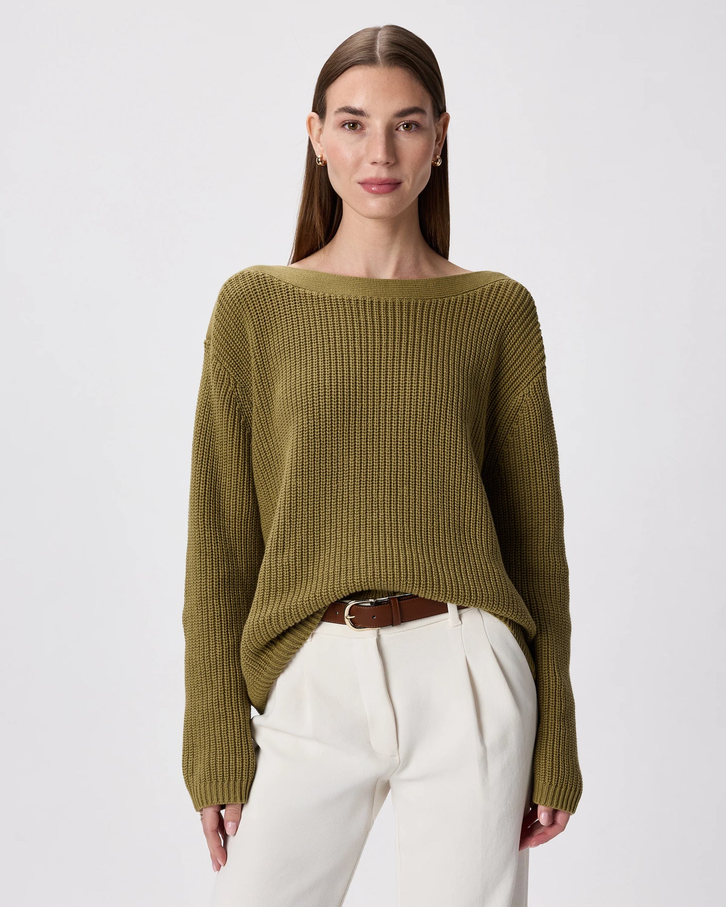 100% Organic Cotton Fisherman Boatneck Sweater - XS / Navy