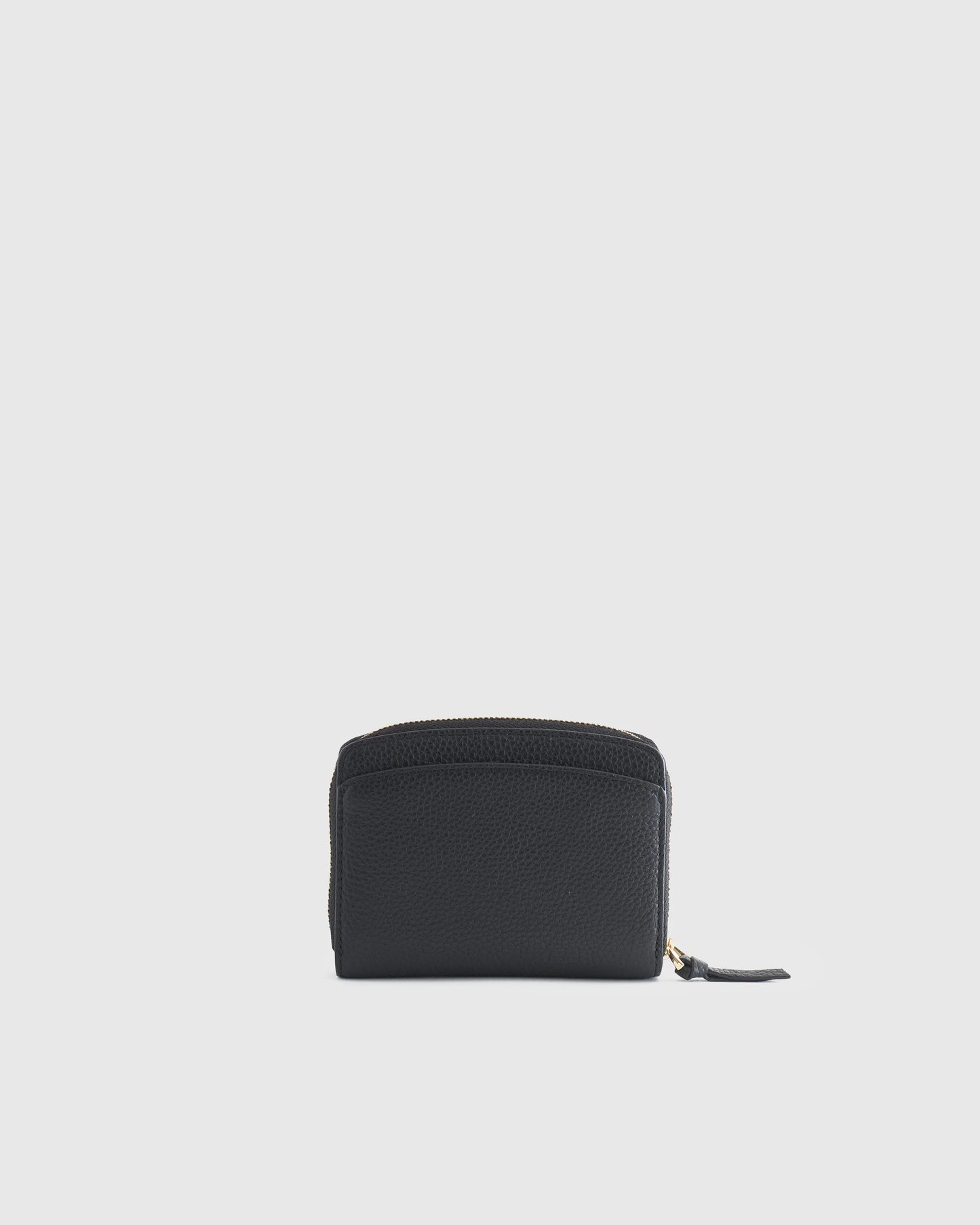 Italian Pebbled Leather Compact Wallet - One Size / Cognac
