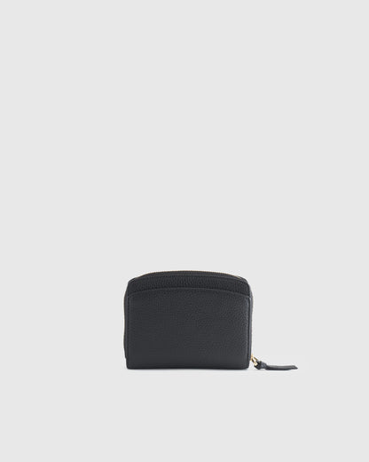 Italian Pebbled Leather Compact Wallet - One Size / Cognac