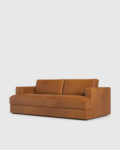 Sierra Curved Arm Sofa in Leather - 7ft / Auburn