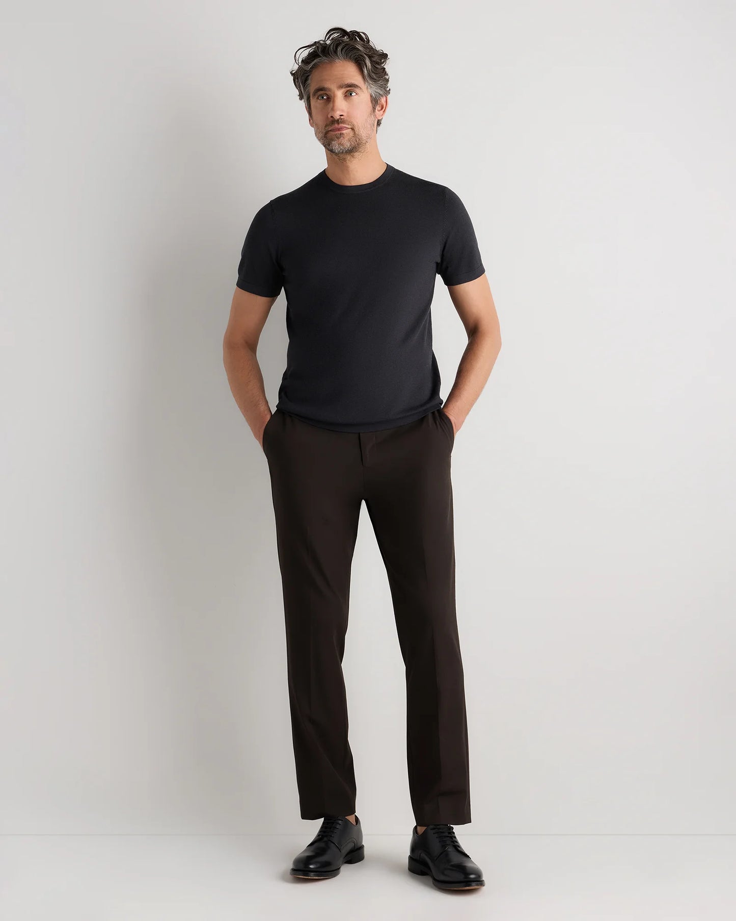 Cotton-Silk Short Sleeve Crewneck Sweater - S / Navy