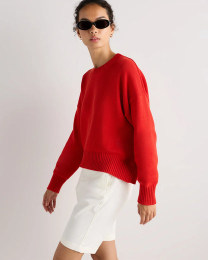 100% Organic Cotton Boyfriend Crew Sweater - XS / Buerre Yellow