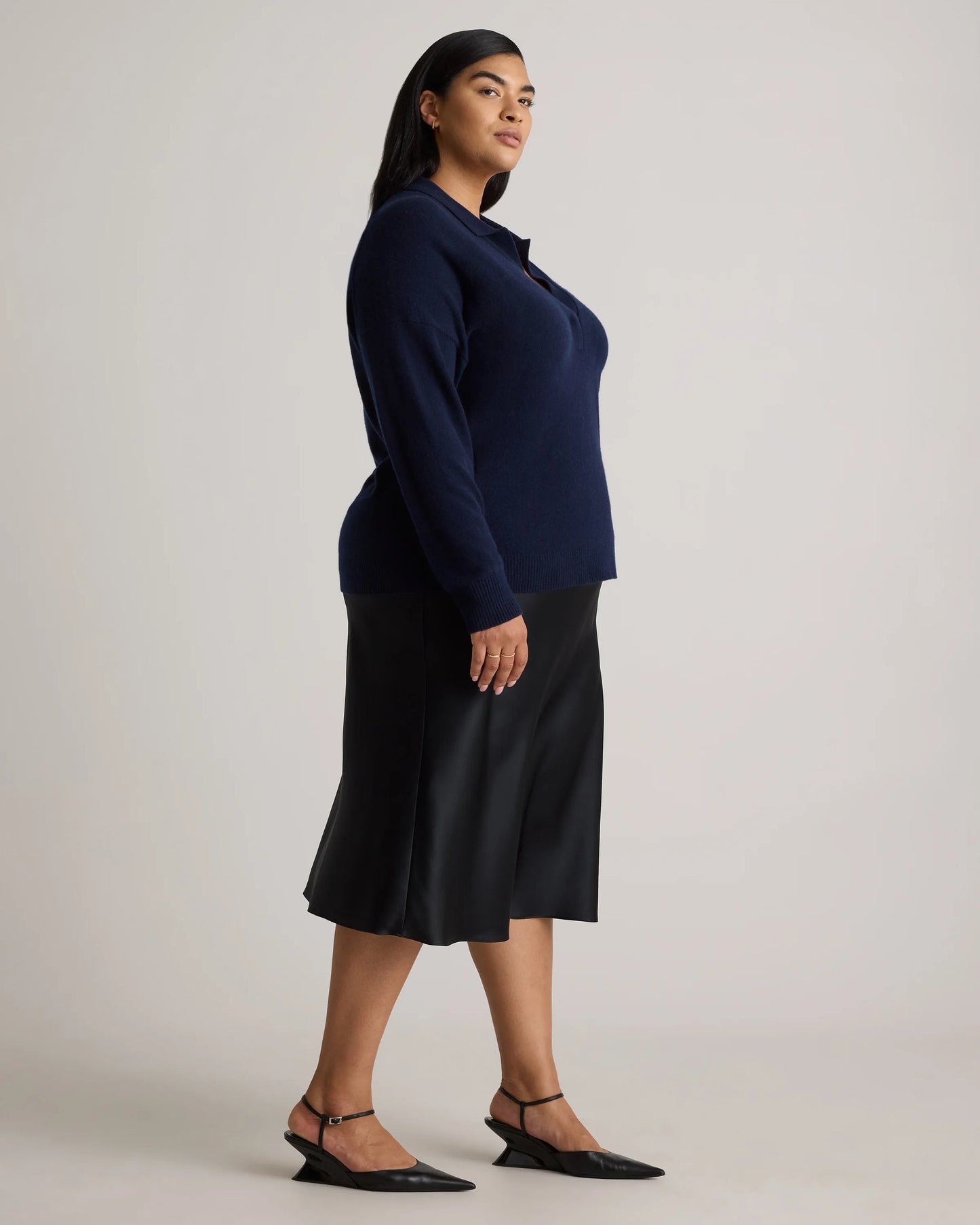 Mongolian Cashmere Polo Sweater - 1X / Ivory