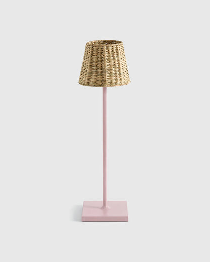 Poldina Pro Rechargeable Table Lamp with Seagrass Shade by Zafferano - Regular / White