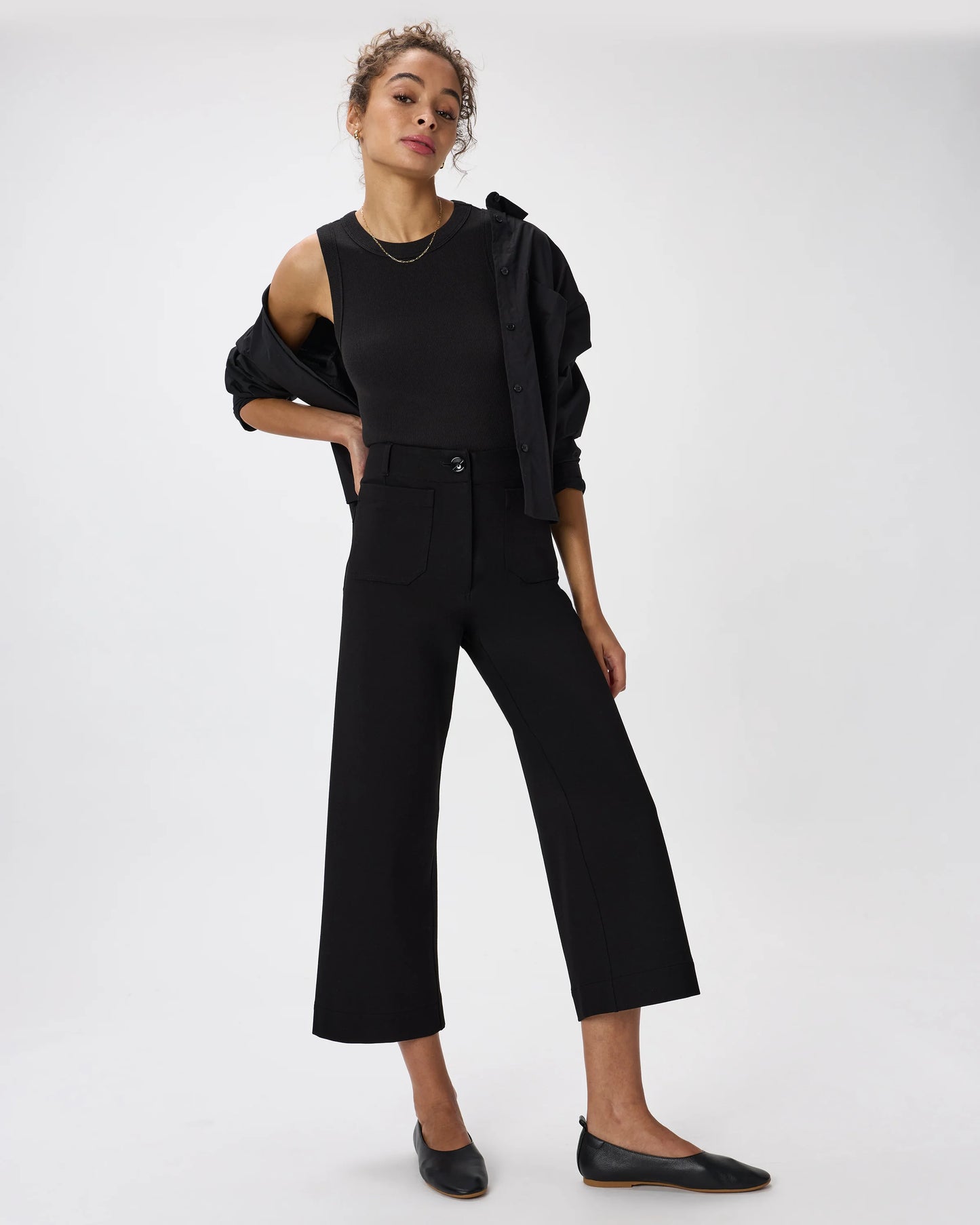 Ultra-Stretch Ponte Cropped Wide Leg Pants - 0 / Espresso