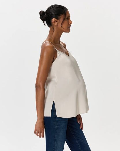 Washable Stretch Silk V-Neck Maternity Cami - XS / Moonstone Blue