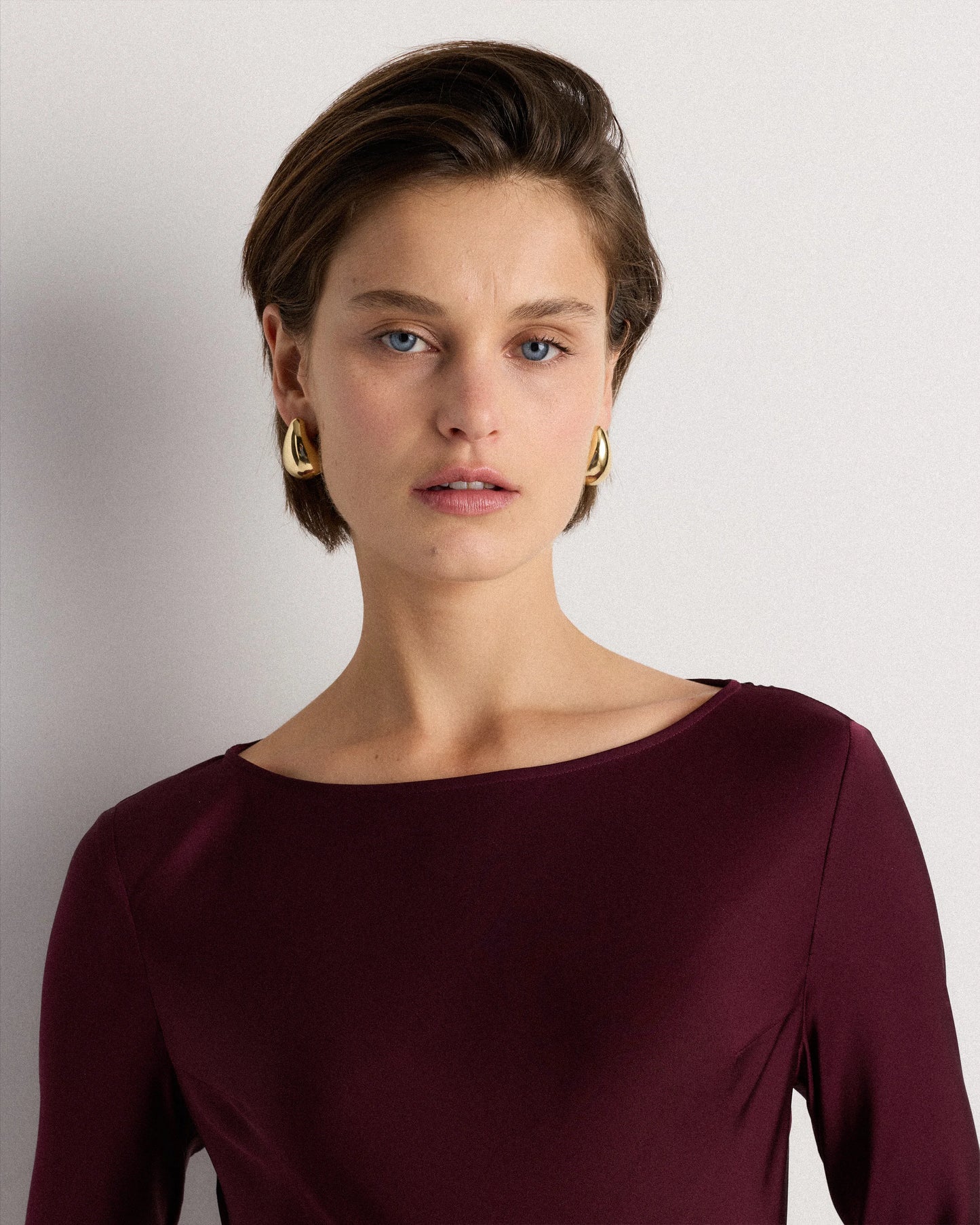 Washable Stretch Silk Long Sleeve Maxi Dress - XS / Wine Tasting Red