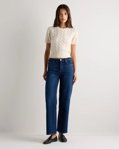Mongolian Cashmere Shrunken Cable Tee - XS / Ivory