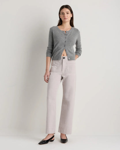 Organic Stretch Corduroy Cropped Wide Leg Pants - 0 / Black