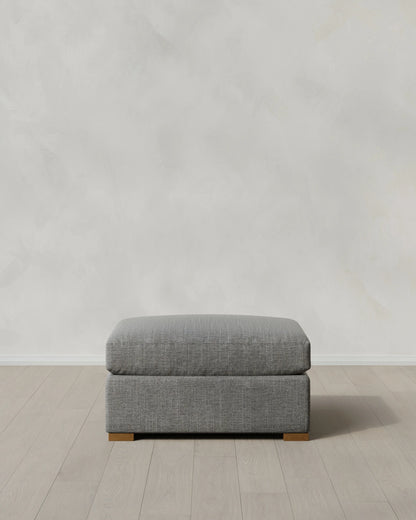 Hollis Slope Arm Ottoman in Performance Chenille Linen Blend - 37" / Snow