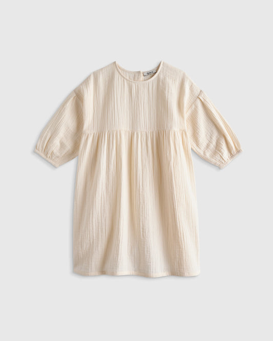100% Organic Cotton Gauze Dress - 6 / Vintage Cream
