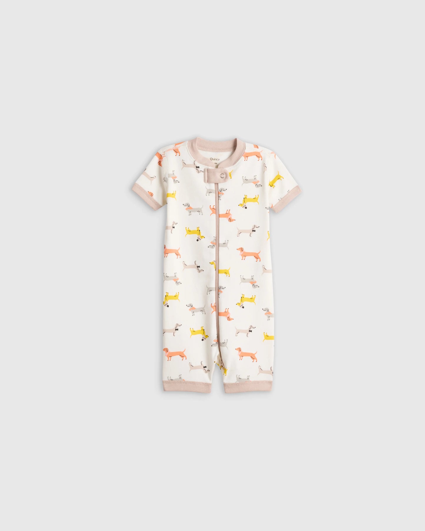 100% Organic Cotton Shortie Onesie Pajama - 0-3M / Animal Faces