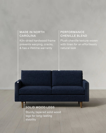 Atlas Midcentury Sofa in Performance Chenille Linen Blend - 6ft / Snow