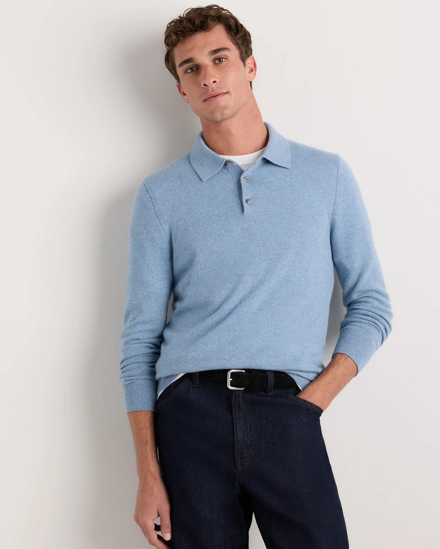 Mongolian Cashmere Polo Sweater - S / True Navy