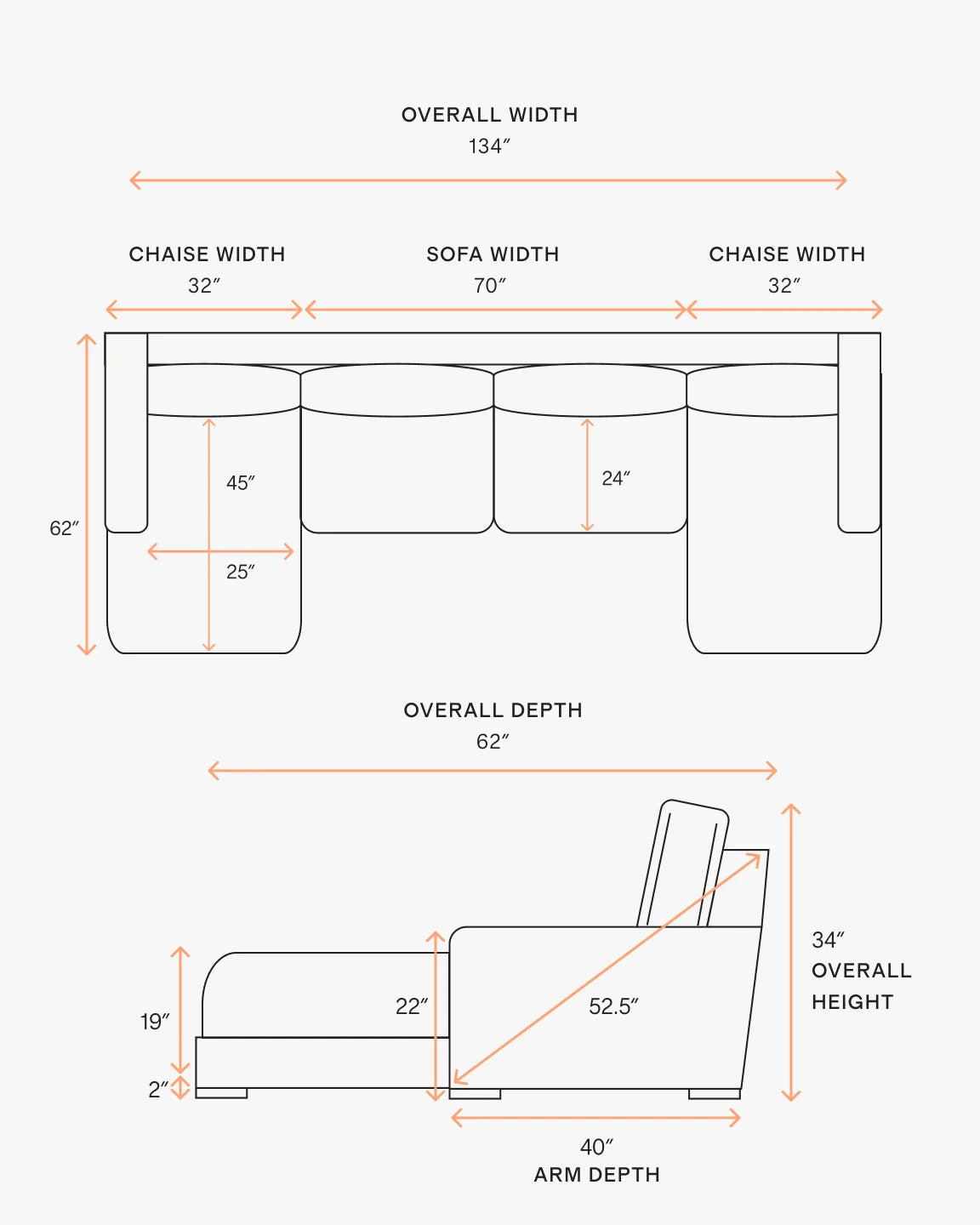Stillman U Sectional in Leather - One Size / Auburn