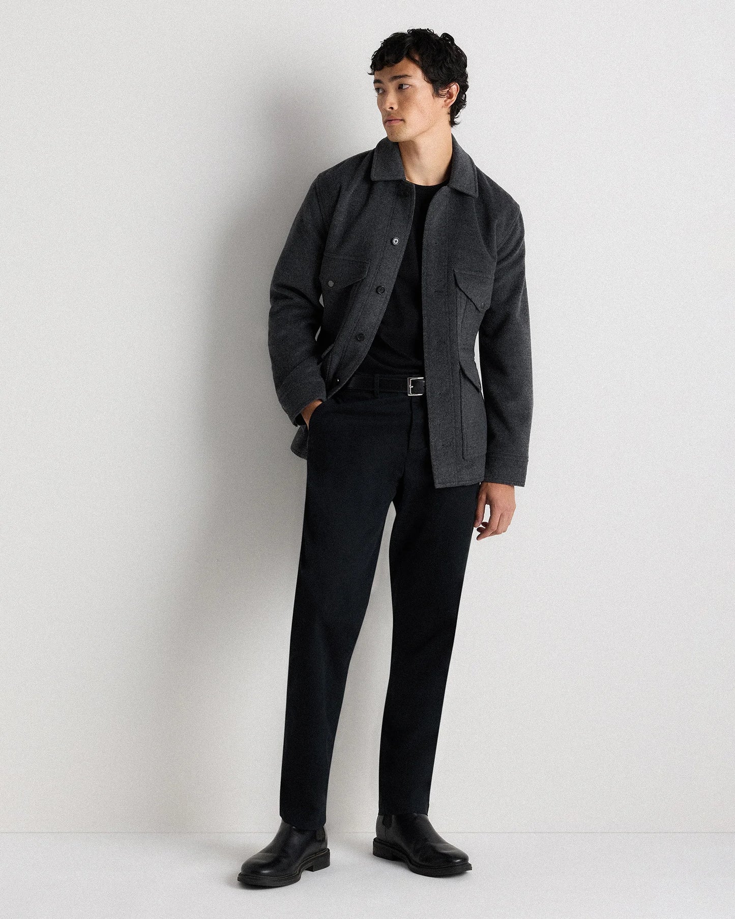 Wool Cashmere Field Jacket - S / Heather Grey