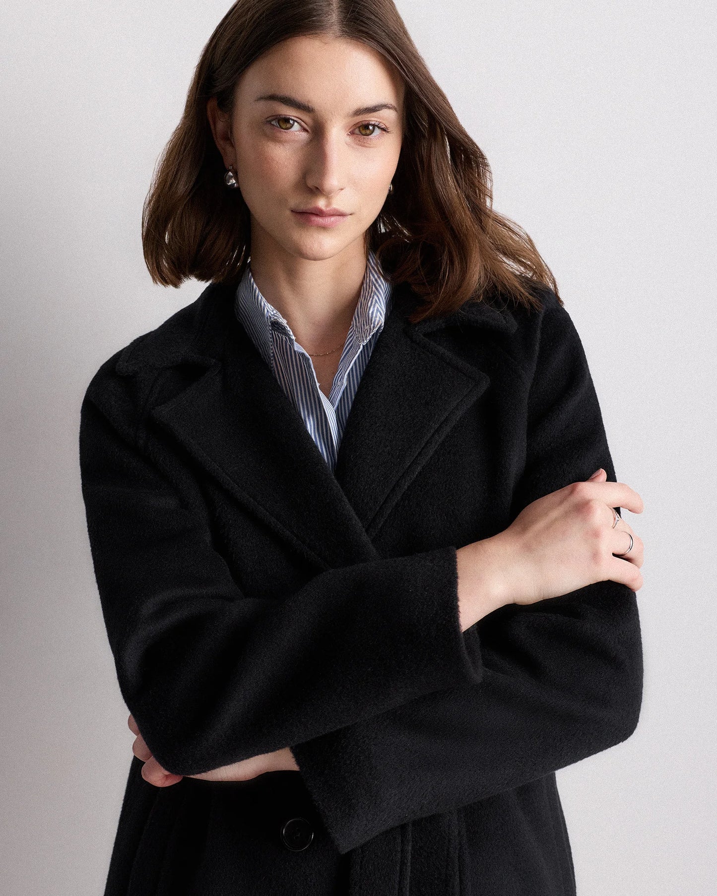 Camel Hair Double-Breasted Long Wrap Coat - XS / Vicuna