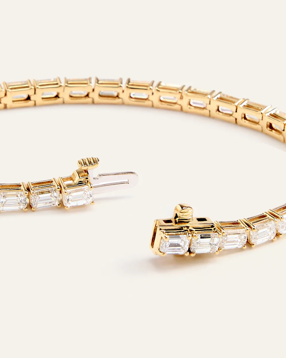 14K Gold Lab Grown Diamond East-West Emerald Tennis Bracelet - 10ctw - 6.5" / Yellow Gold