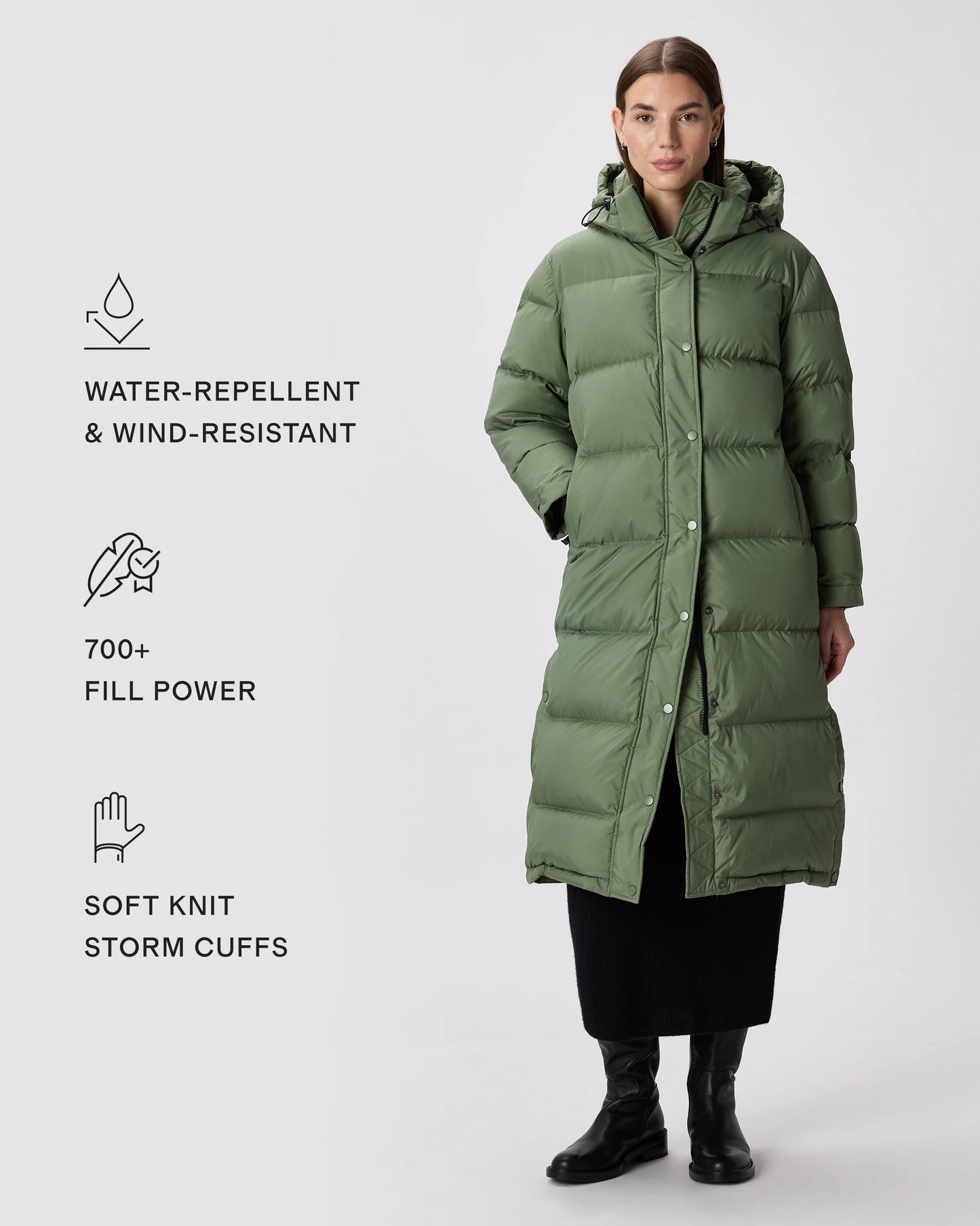 Responsible Down Long Puffer Jacket - XS / Black
