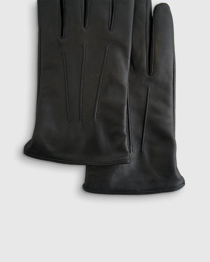 Cashmere Lined Leather Gloves - S / Black