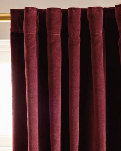 Cotton Velvet Curtain - Single Panel - 48x84 / Ivory