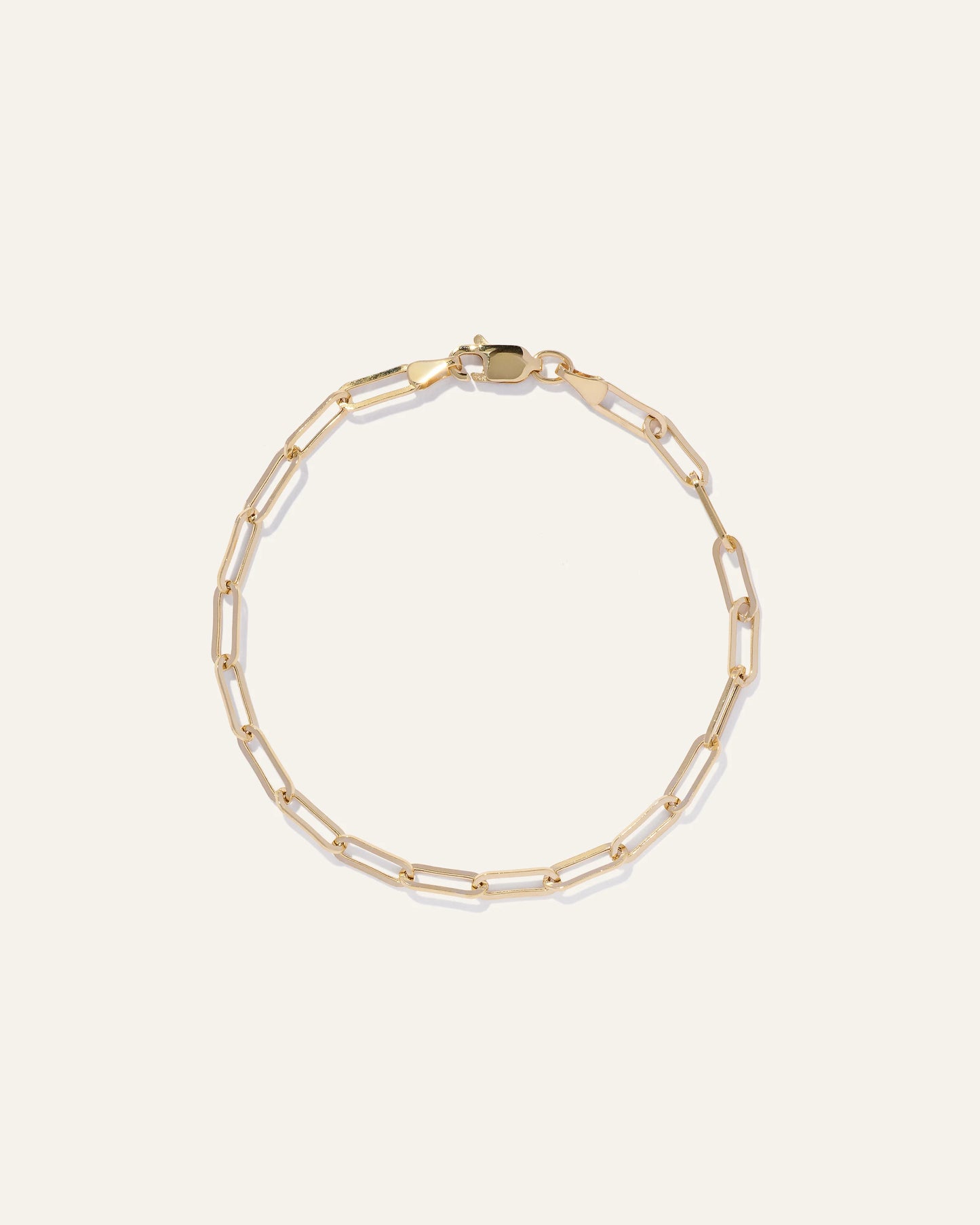 14K Gold Paperclip Chain Bracelet - 7" / Yellow Gold