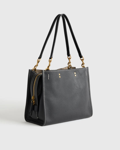 Italian Leather Medium Convertible Satchel - One Size / Black