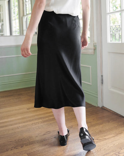 100% Washable Silk Skirt - XS / Champagne