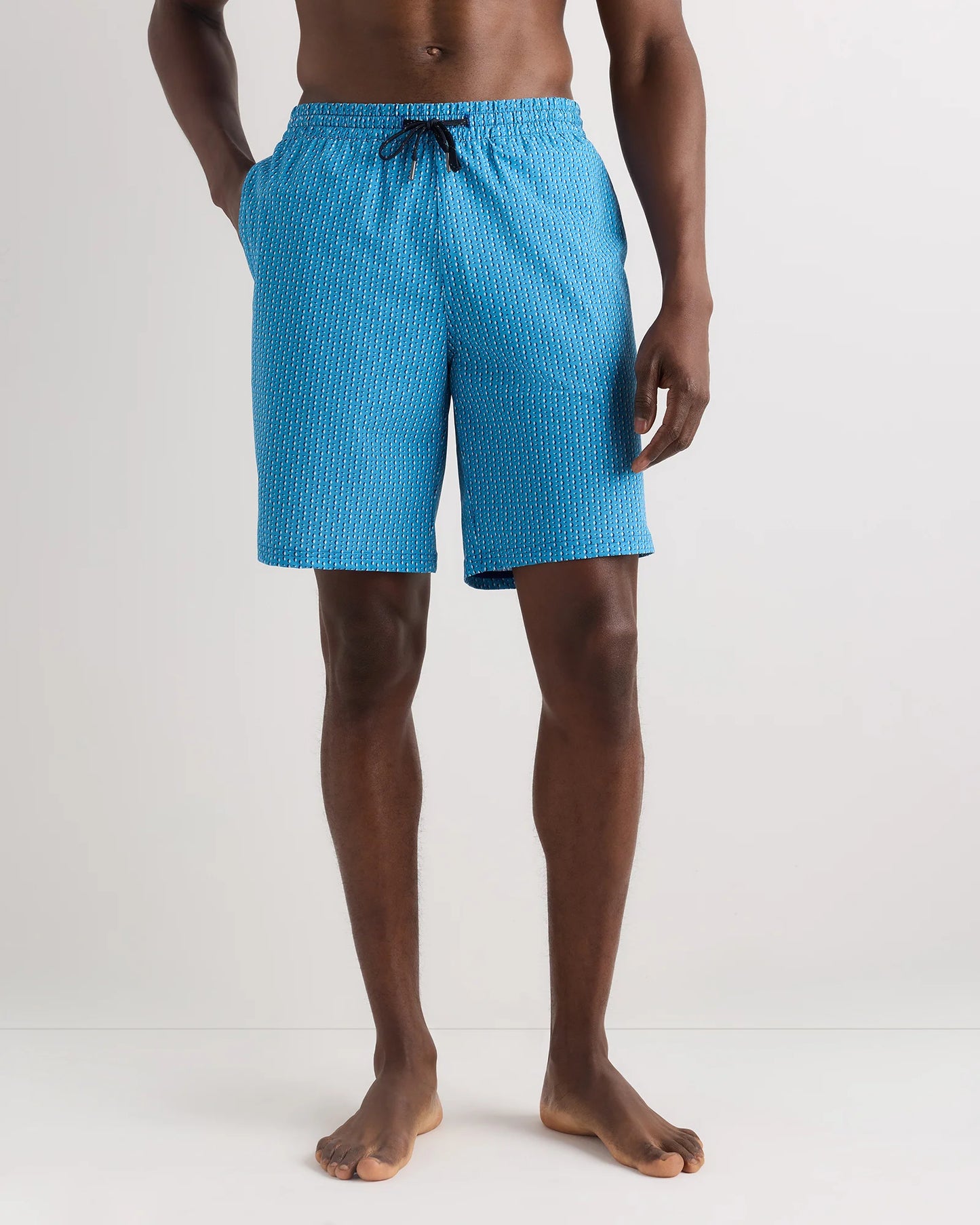 Italian Swim Trunks - 9" - S / Navy Palms
