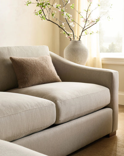 Hollis Slope Arm L Sectional in Performance Chenille Linen Blend - 110x110 / Snow