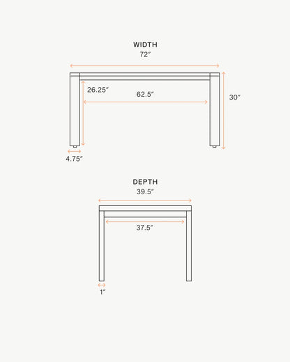 Linear Aluminum Outdoor Dining Table - 72" / Dark Charcoal