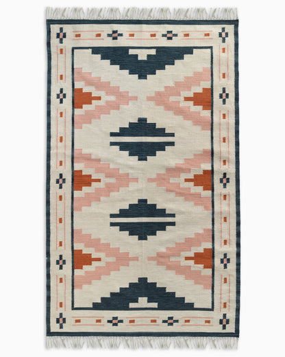 Jasper Indoor/Outdoor Flatweave Rug - 3' x 5' / Navy/Pink/Natural
