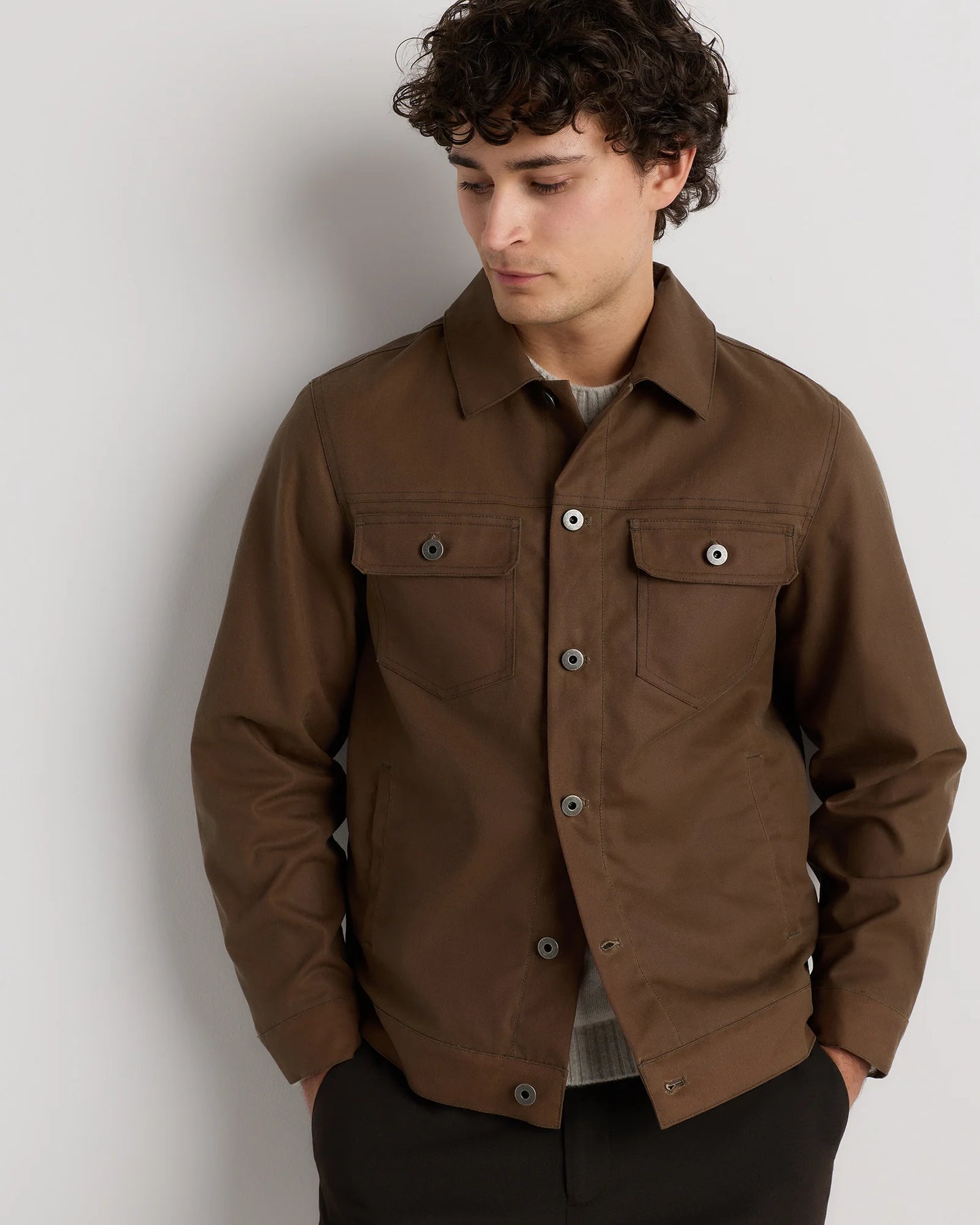 Organic Waxed Canvas Trucker Jacket - S / Black