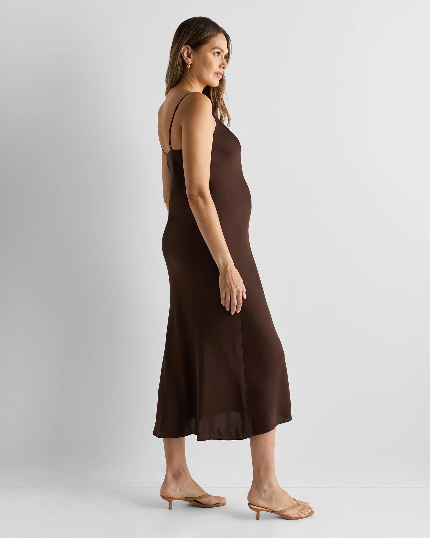 Washable Stretch Silk Maternity Slip Dress - XS / Moonstone Blue Heirloom Floral