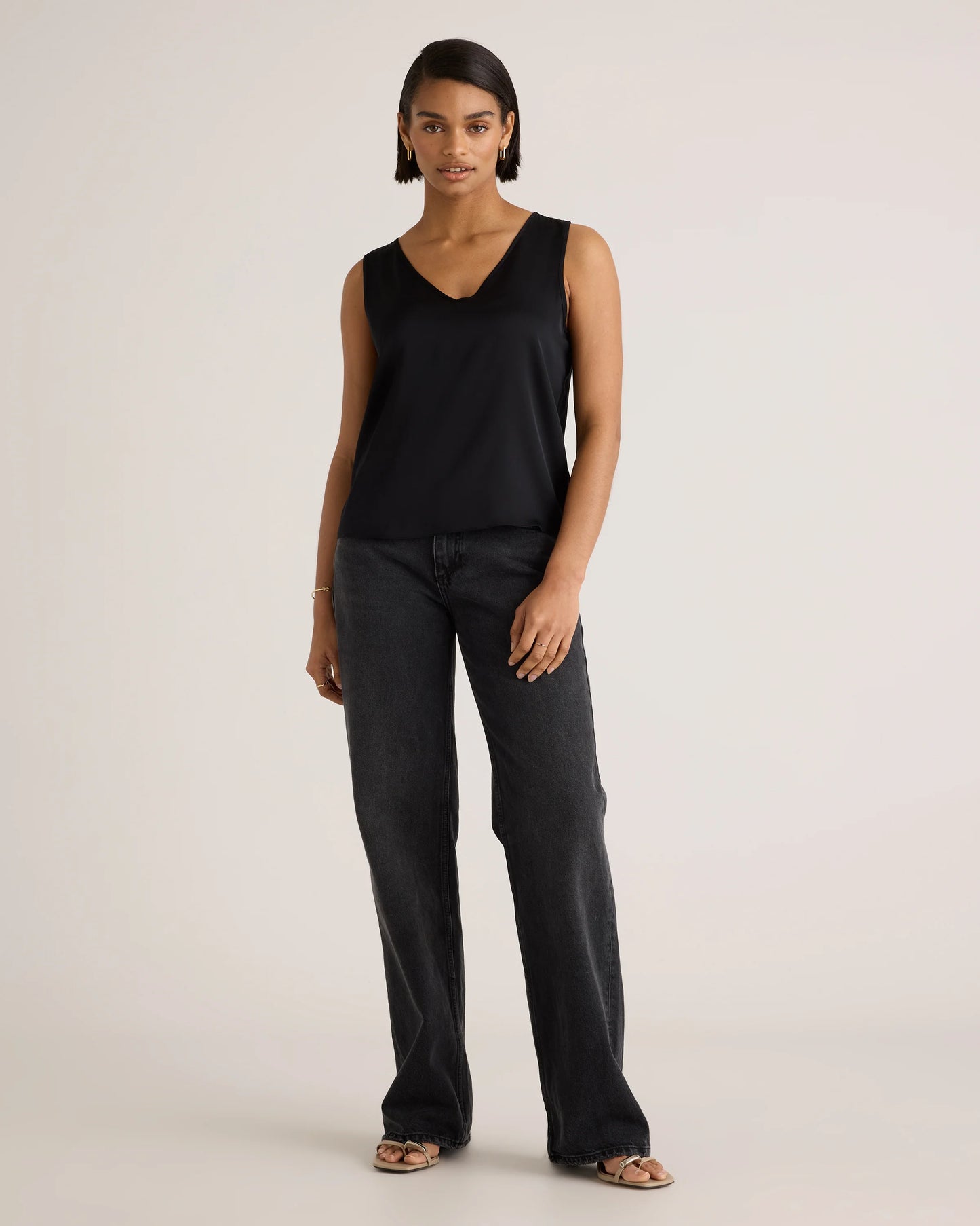 Washable Stretch Silk Tank - XS / Navy