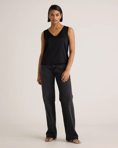 Washable Stretch Silk Tank - XS / Navy