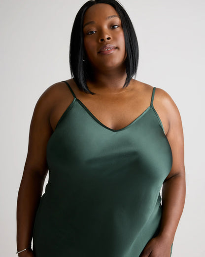 100% Washable Silk Slip Dress - 1X / Champagne