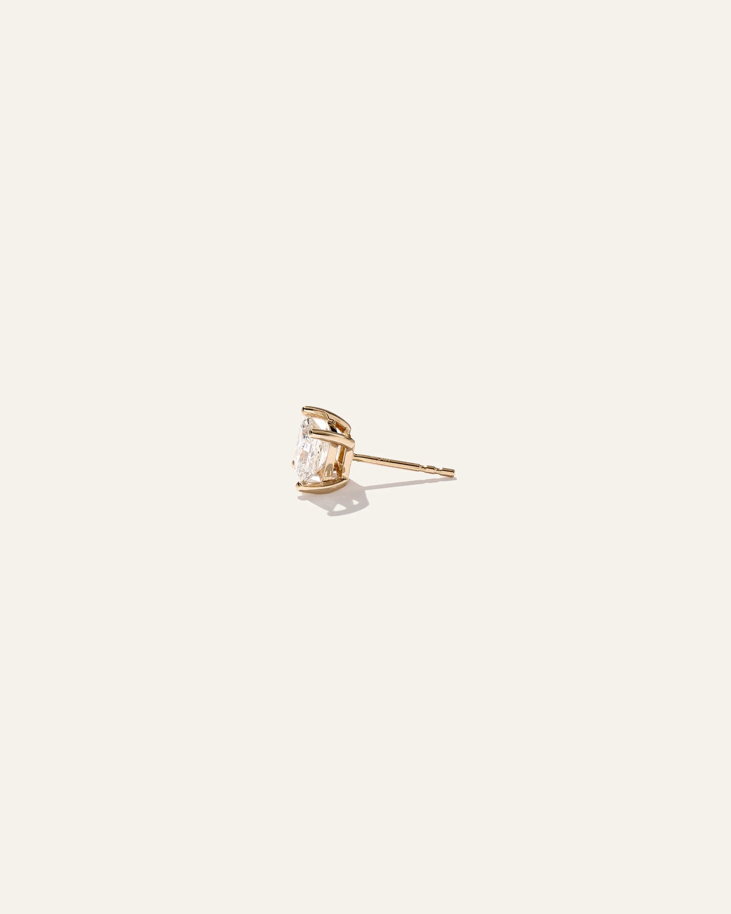 14K Gold Lab Grown Diamond Princess Solitaire Studs - 2ctw - One Size / Yellow Gold