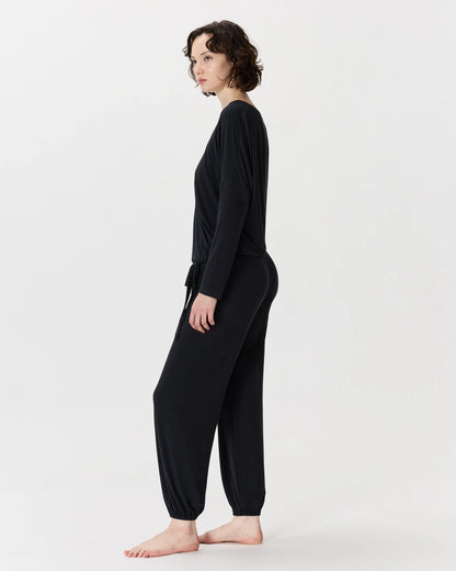 Bamboo Jersey Slouchy Pajama Set - XS / True Black