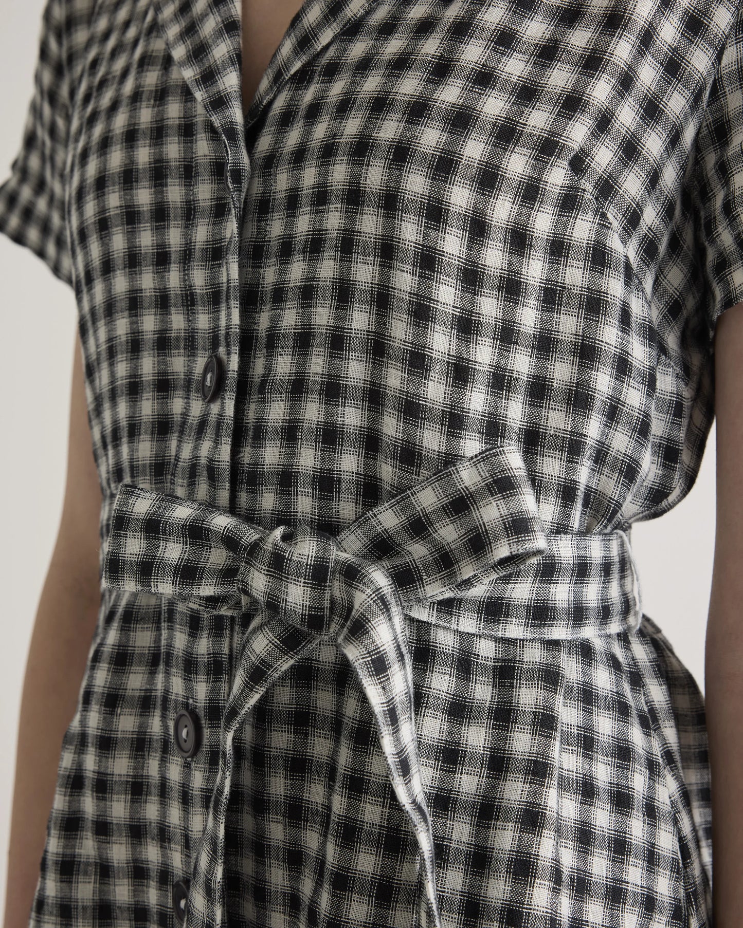 100% European Linen Button Front Dress - XS / Sky Blue Mariner Stripe