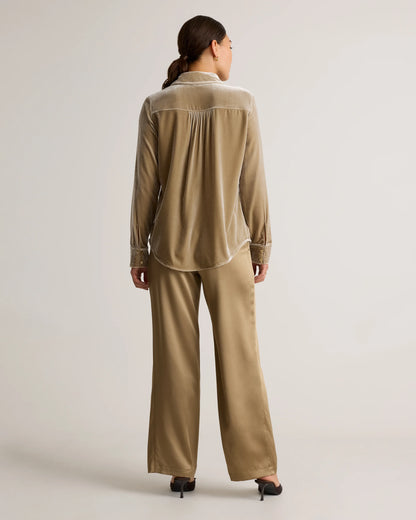 Stretch Silk Velvet Long Sleeve Shirt - XS / Dogwood