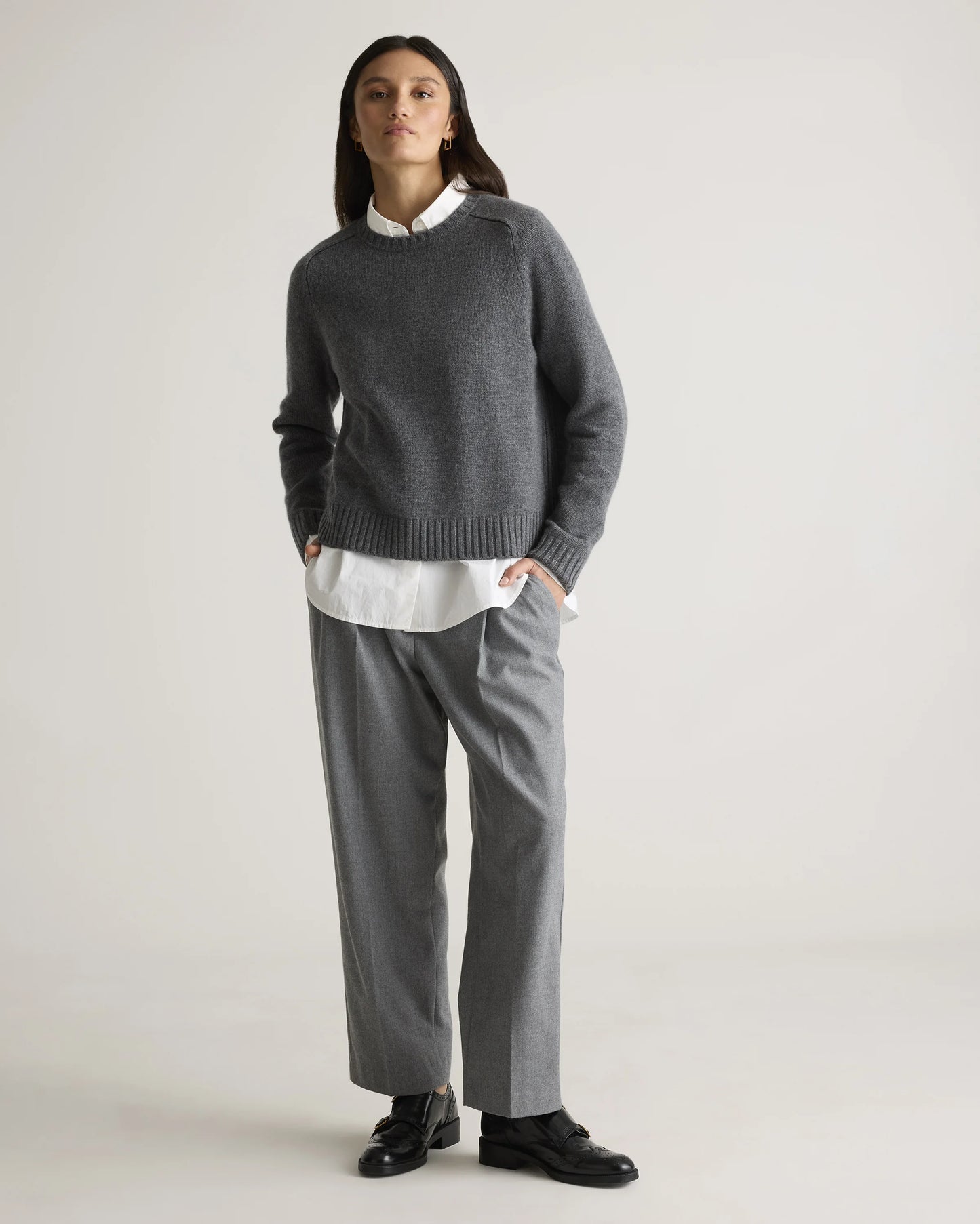 Luxe Baby Cashmere Crewneck Sweater - XS / Creamy Cortado