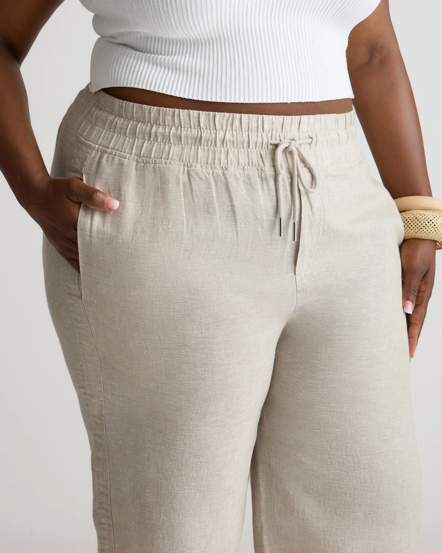 100% European Linen Wide Leg Pants - 1X / Bayberry Olive