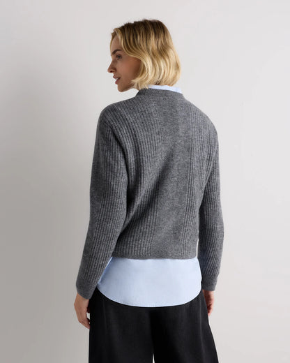 Lightweight Baby Alpaca Ribbed Crewneck - XS / Smoked Charcoal