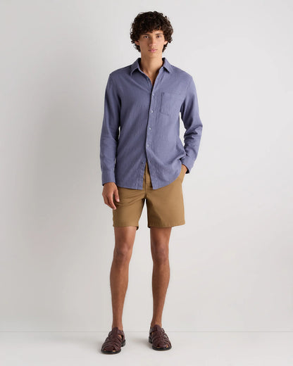 Organic Cotton Stretch Selvage Shirt - S / Mini Blue Stripe