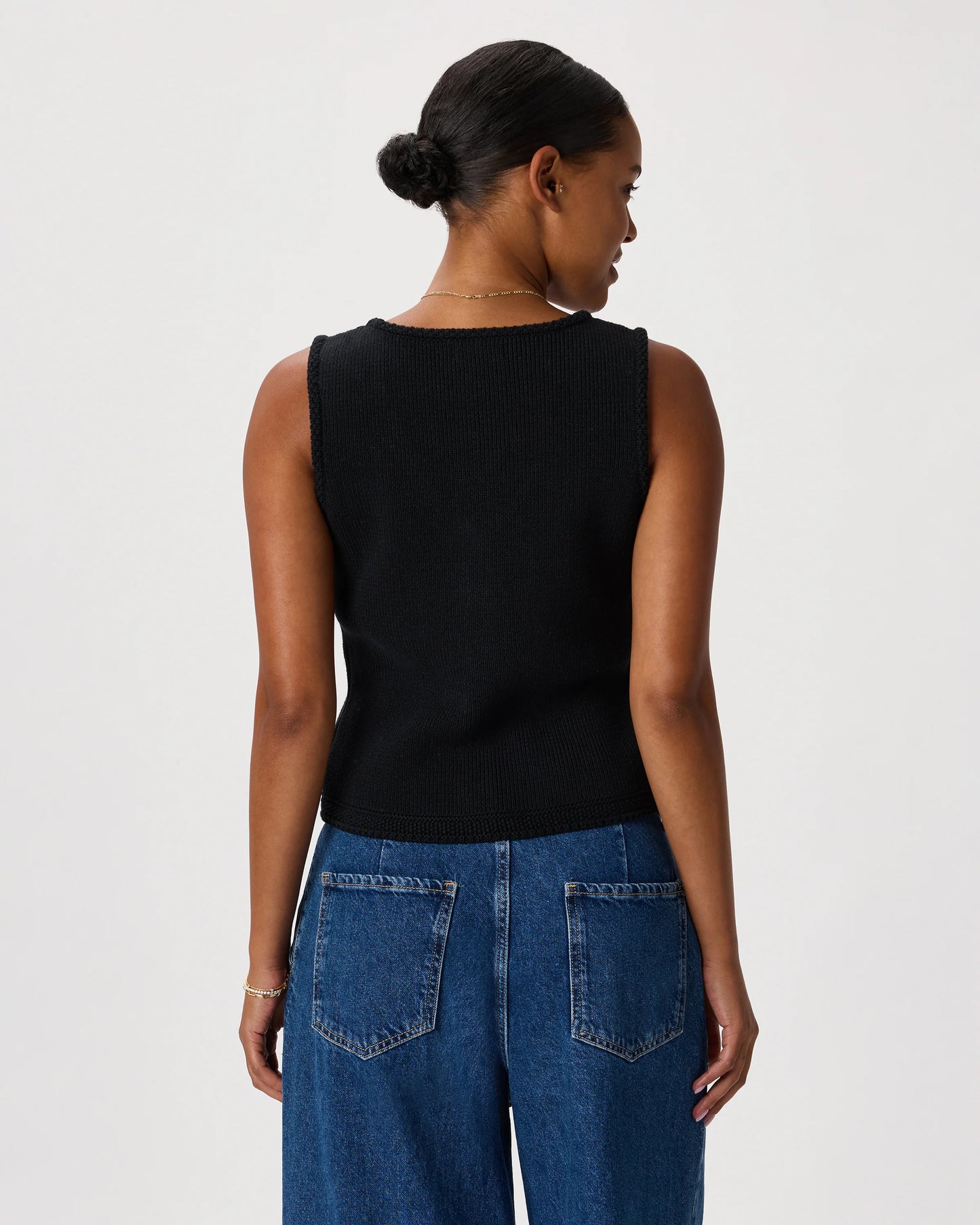 100% Organic Cotton V-Neck Sweater Vest - XS / Ivory