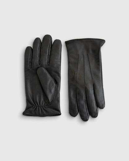 Cashmere Lined Leather Gloves - S / Black
