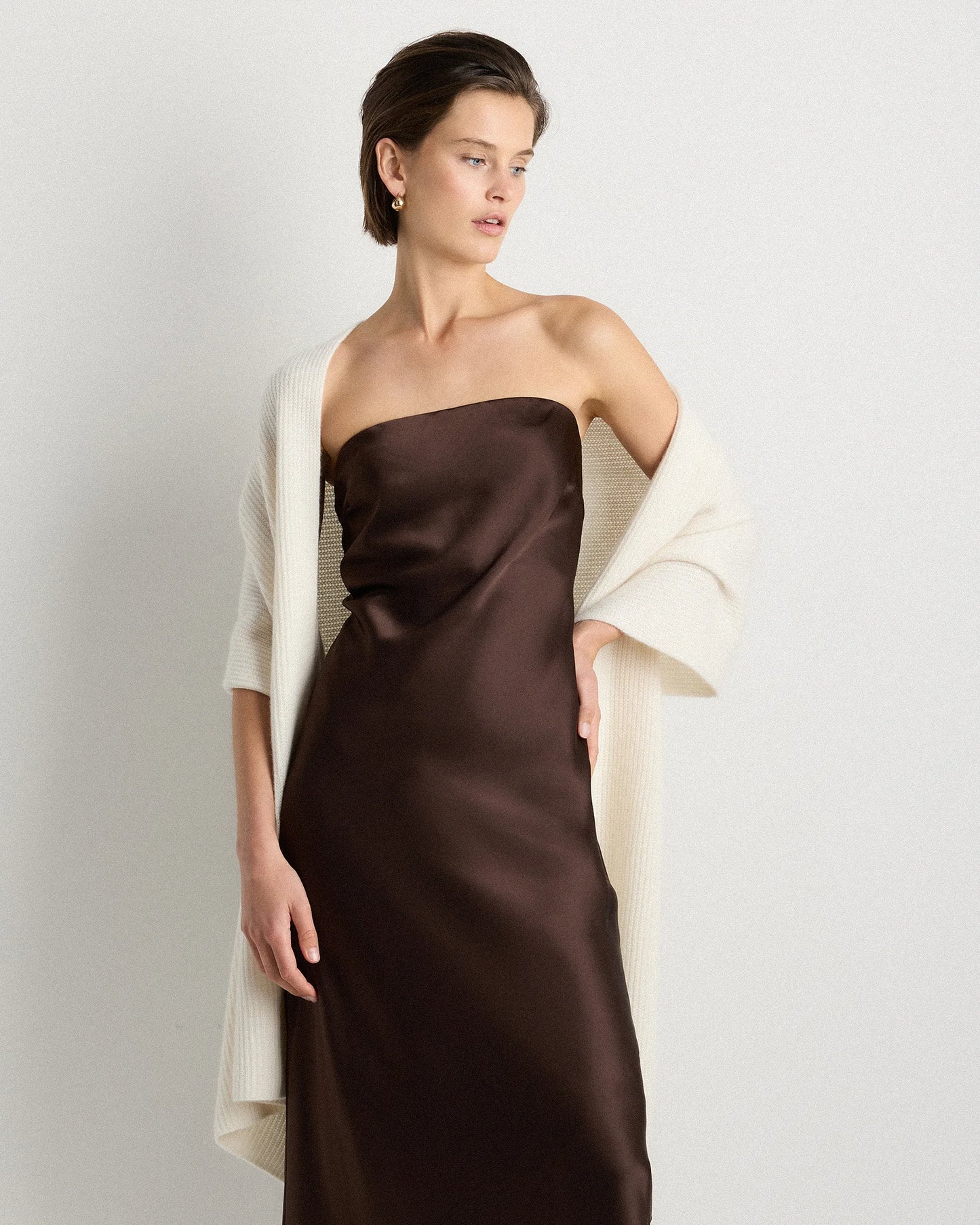 Mongolian Cashmere Ribbed Wrap - One Size / Heather Grey