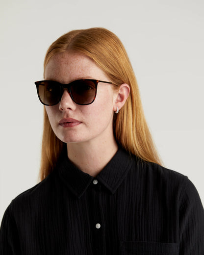 Poppy Polarized Acetate Sunglasses - One Size / Tortoise with Brown Gradient lens