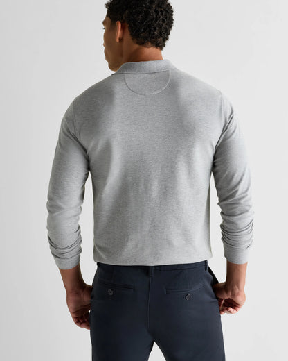 Organic Cotton Long Sleeve Pique Polo - S / Black
